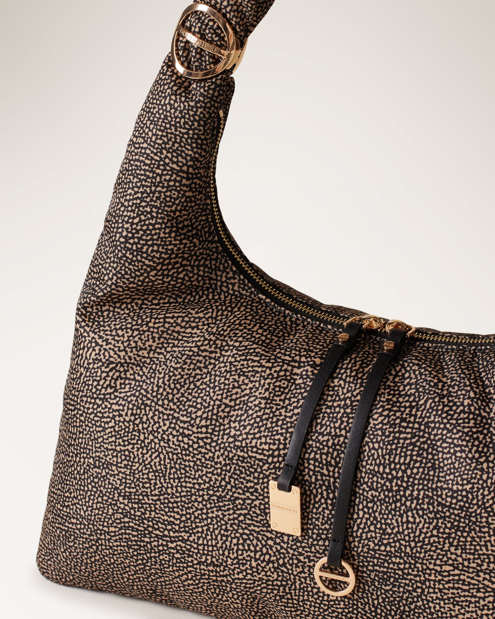 Op Hobo Bag in Natural/Black Borbonese Anna Virgili Online