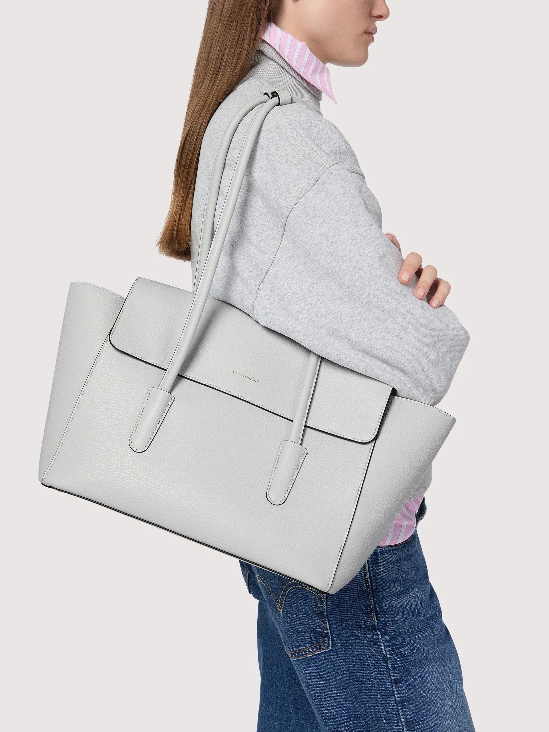 Handbag Grained Leather Noir