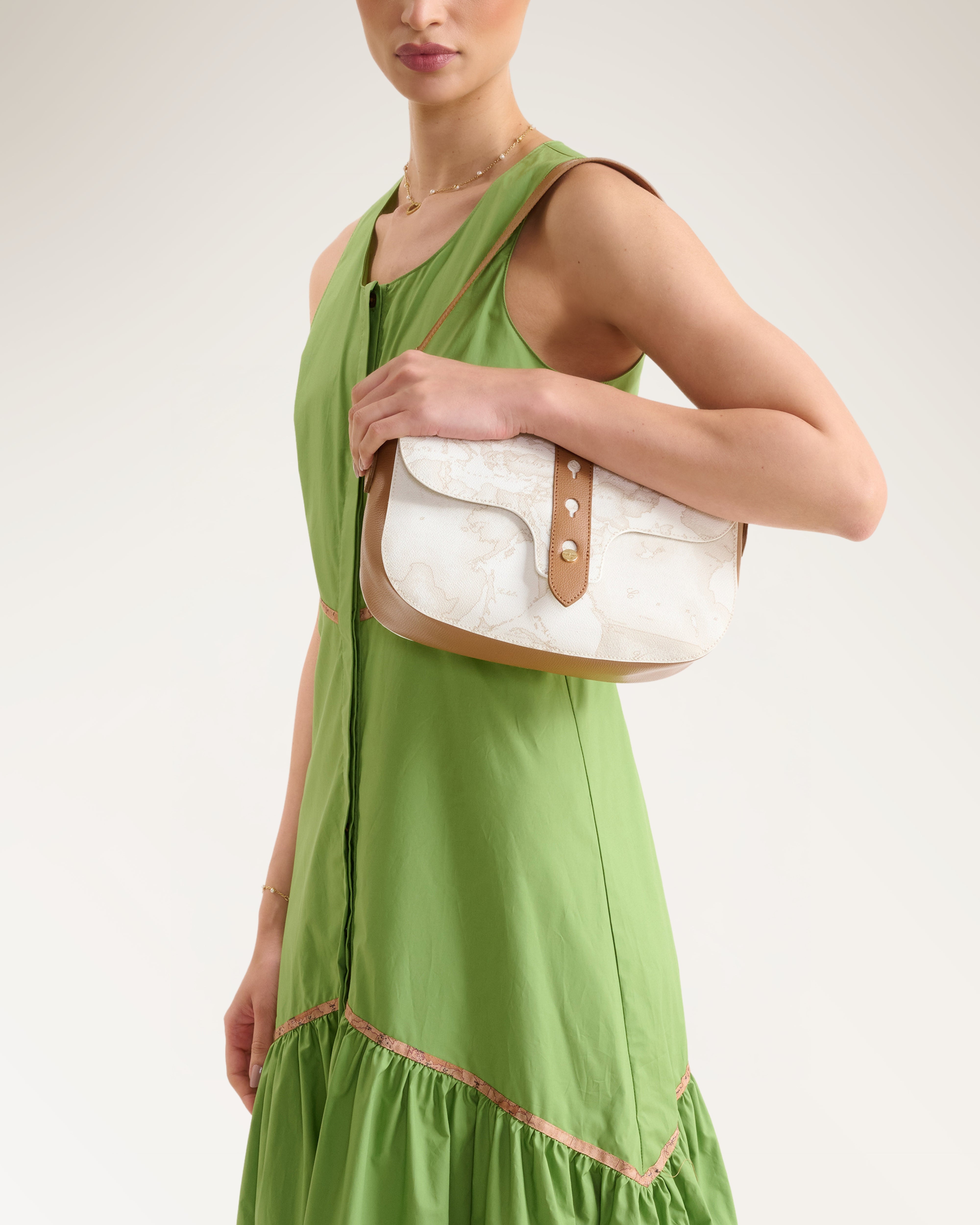 Shoulder Bag With Fl White